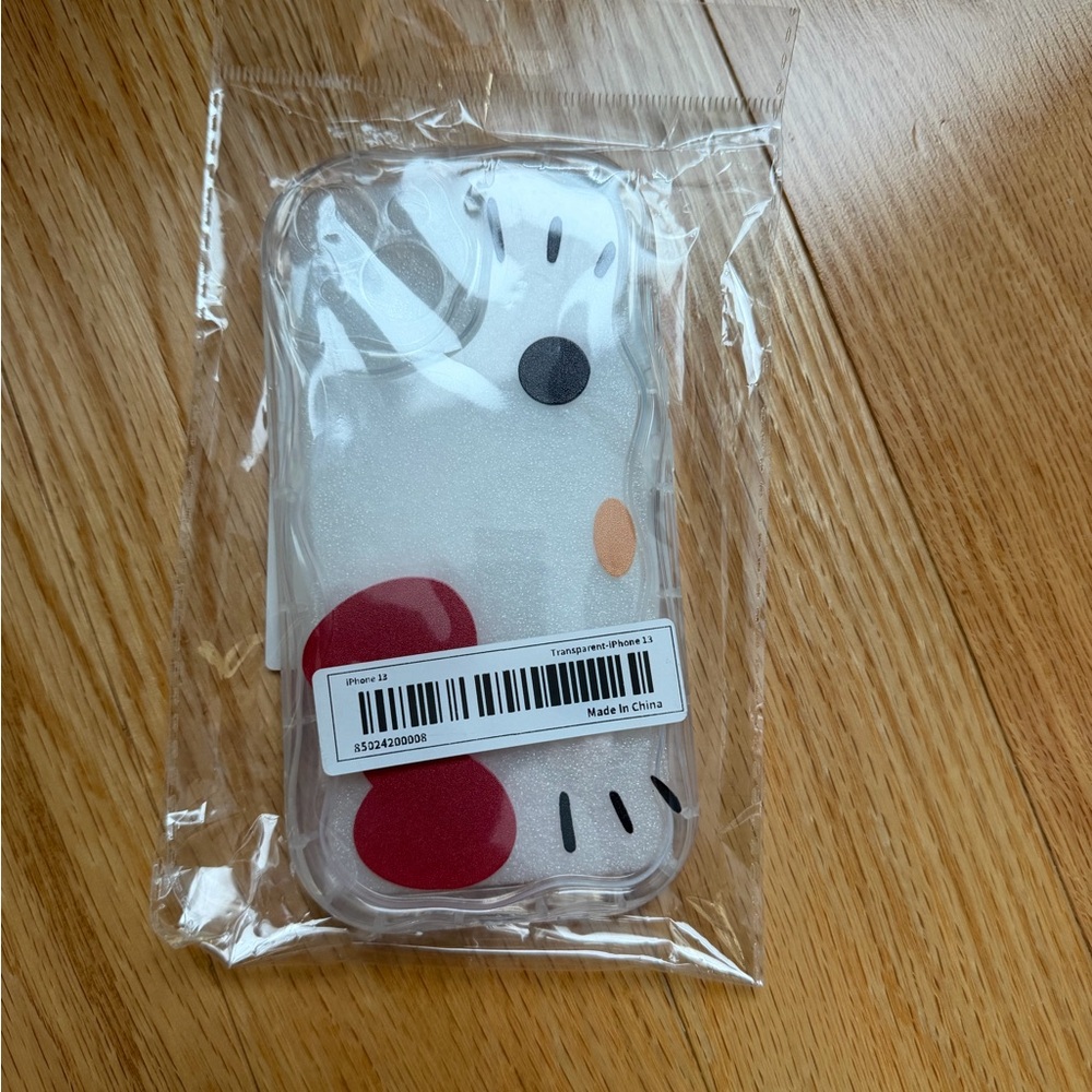 Hello Kitty Clear Phone Case with Red, Black, and Orange Accents